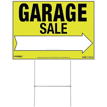 SUNBURST SYSTEMS Sign Garage Sale 22 in x 32 in Corrugated Plastic with Step Stake 3828